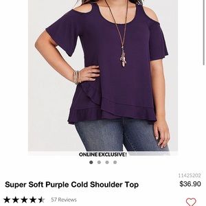 TORRID Super soft purple cold shoulder top